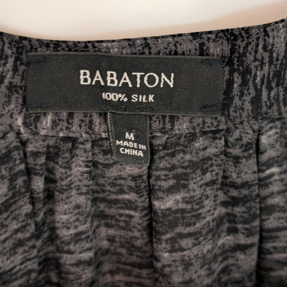 Babaton Silk Grey Black Long Sleeve Mini Dress Medium - Picture 4 of 6